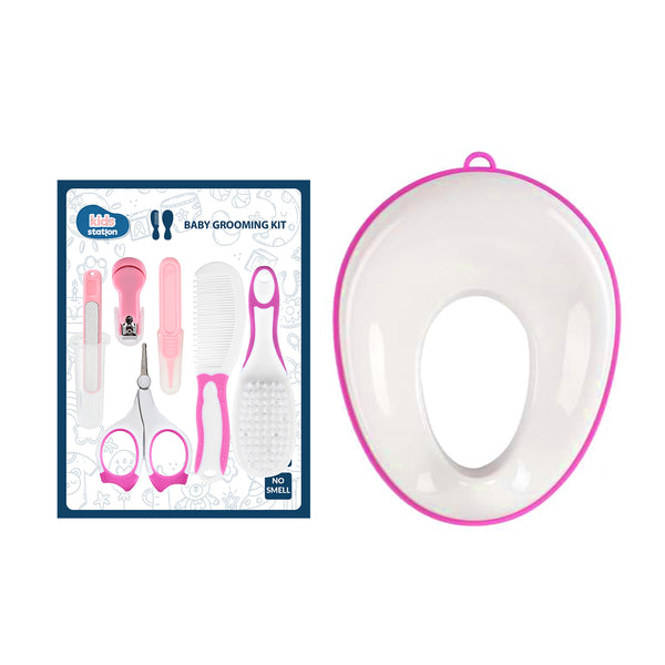 Kids Station Portable Baby Potty Training Seat & Baby Grooming Kit Combo Pack