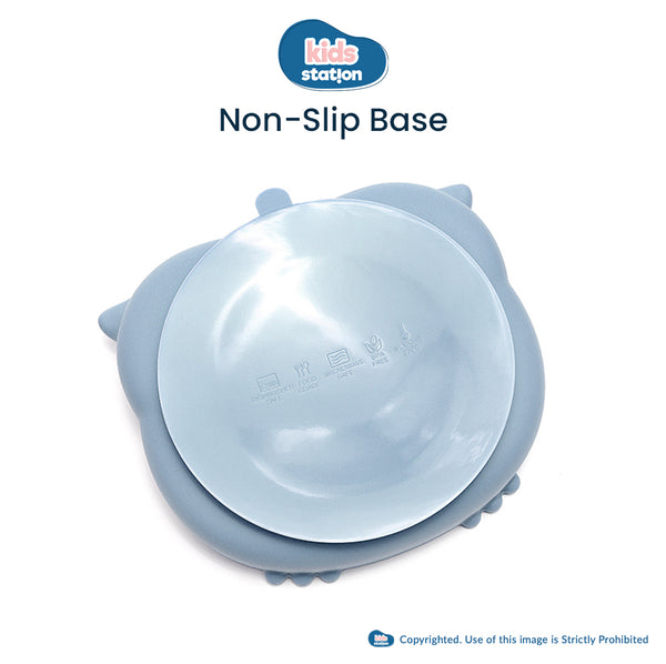 Kids Station™ Blue Owl Shape Baby Silicone Feeding Set