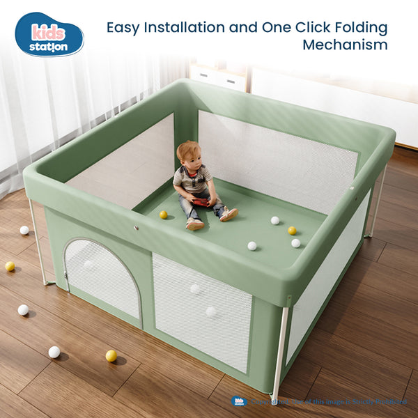 Kids Station 150 x 150 cm Green Foldable Baby Playpen Playard