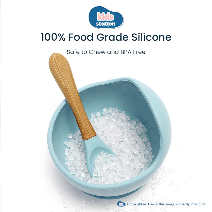 Baby Feeding Bowl & Spoon – Mess-Free Mealtime Essentials Blue