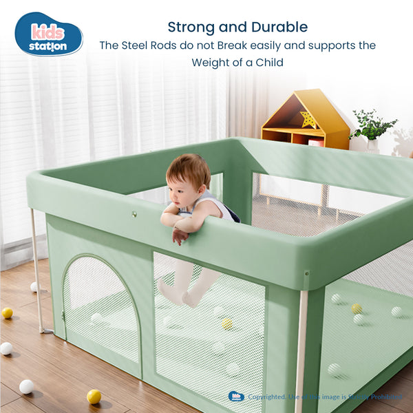 Kids Station 127 x 127 cm Green Foldable Baby Playpen Playard