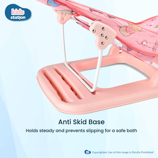 Kids Station Printed Baby Bather – Soft, Foldable & Supportive Bath Seat for New-borns