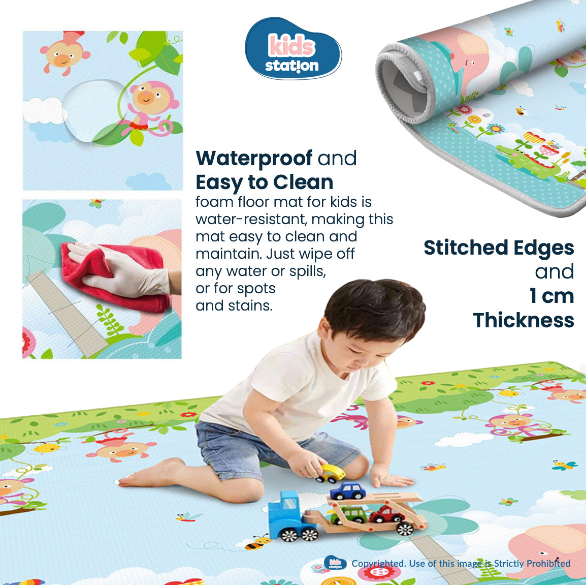 Foldable Baby Play Mats (180cm x 200cm x 1.0cm)