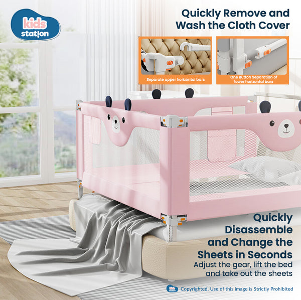 Kids Station™ One Side Pink 6'6" Bed Guard Rail