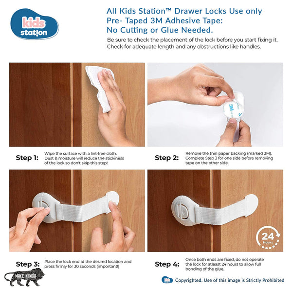 Kids Station™ Made In India Pack of 8 White Furniture Safety Locks