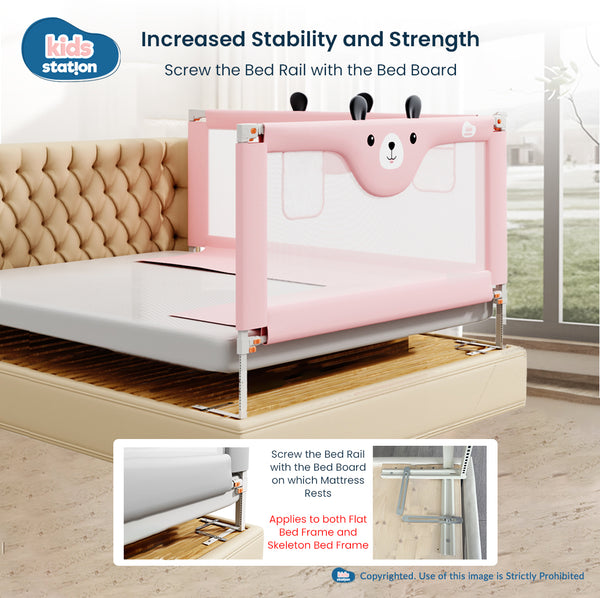 Kids Station™ One Side Pink 6'6" Bed Guard Rail