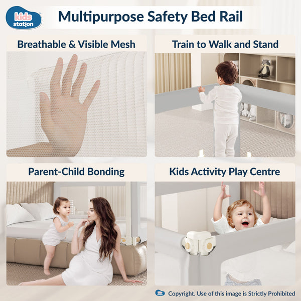 Kids Station 1-Side Foldable Baby Bed Rail Guard | Portable, Patented – Made in India