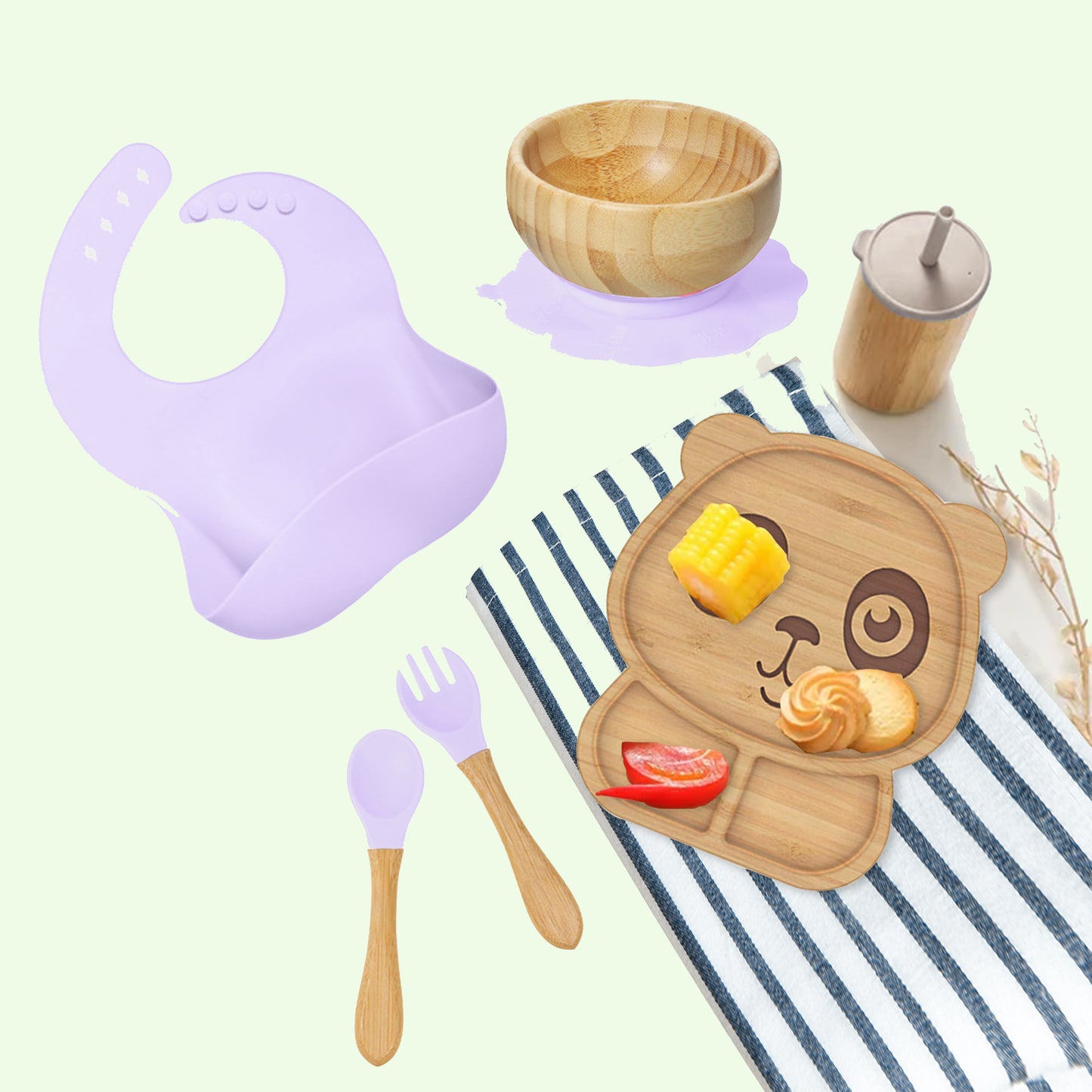 Panda Mealtime Magic – 6-Piece Bamboo Baby Feeding Set
