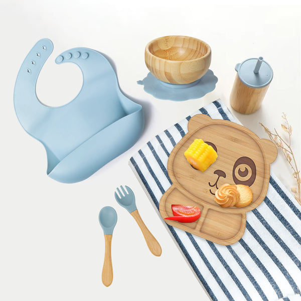 Kids Station Panda Mealtime Magic – 6-Piece Bamboo Baby Feeding Set