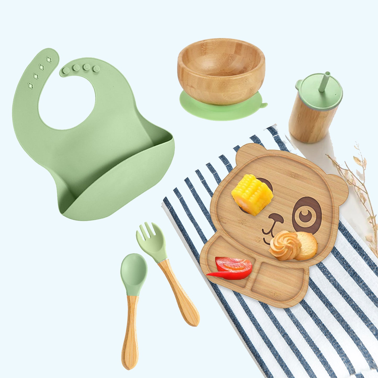 Panda Mealtime Magic – 6-Piece Bamboo Baby Feeding Set