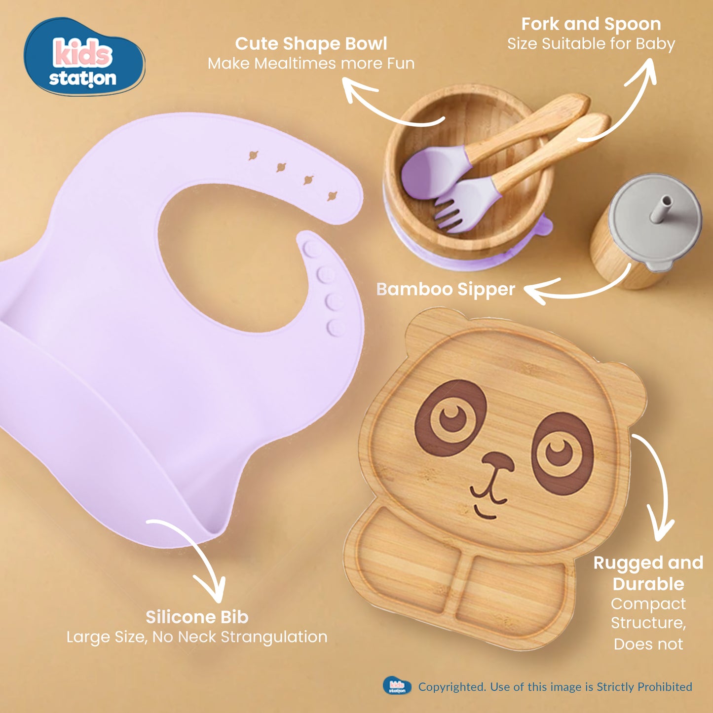 Panda Mealtime Magic – 6-Piece Bamboo Baby Feeding Set
