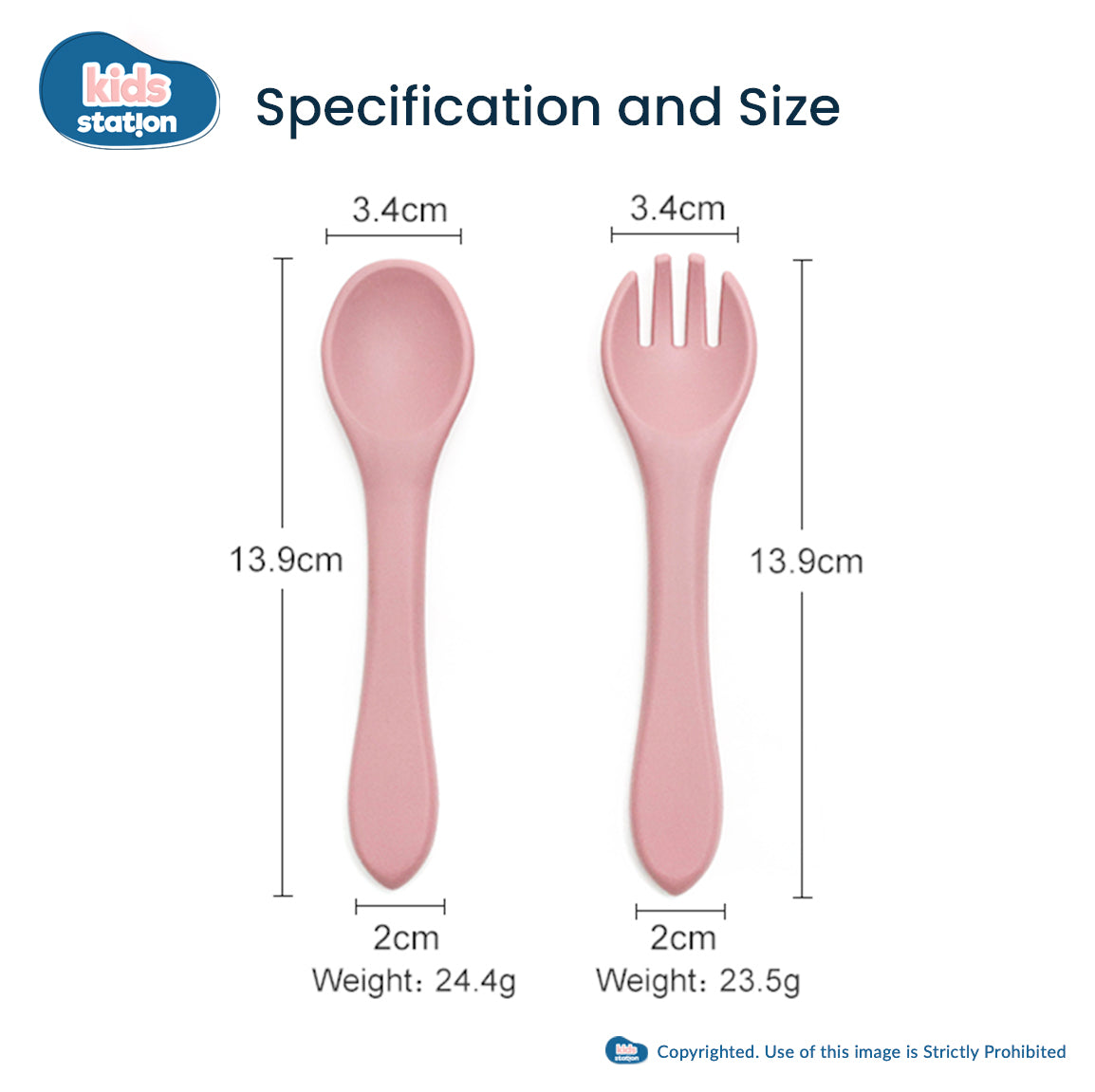 Kids Station Silicone Spork & Spoon Set – Safe Feeding for Babies & Toddlers