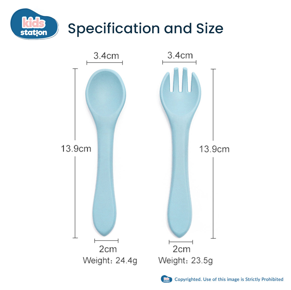 Kids Station Silicone Spork & Spoon Set – Safe Feeding for Babies & Toddlers