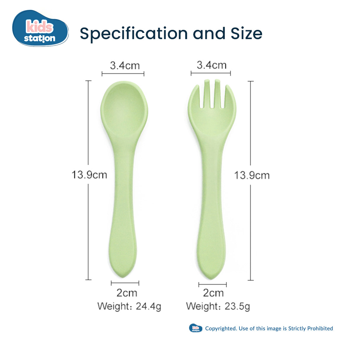 Kids Station Silicone Spork & Spoon Set – Safe Feeding for Babies & Toddlers
