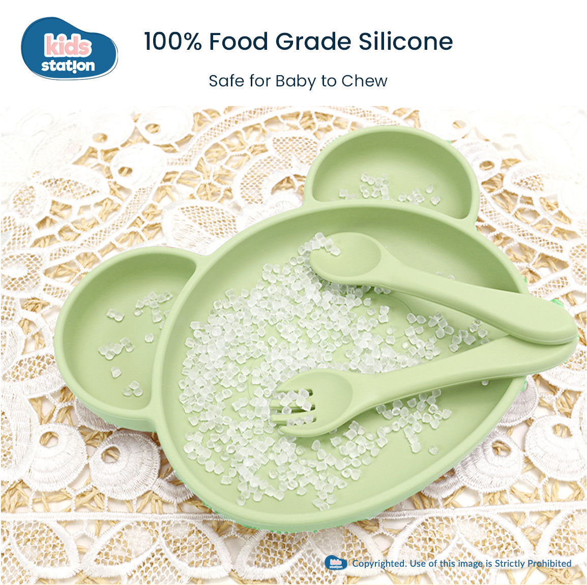 Kids Station Silicone Spork & Spoon Set – Safe Feeding for Babies & Toddlers