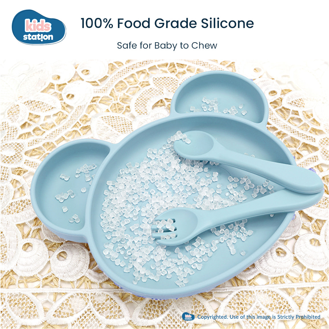 Kids Station Silicone Spork & Spoon Set – Safe Feeding for Babies & Toddlers