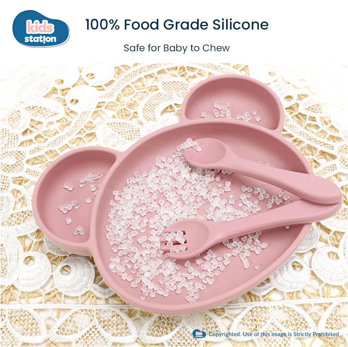 Kids Station Silicone Spork & Spoon Set – Safe Feeding for Babies & Toddlers