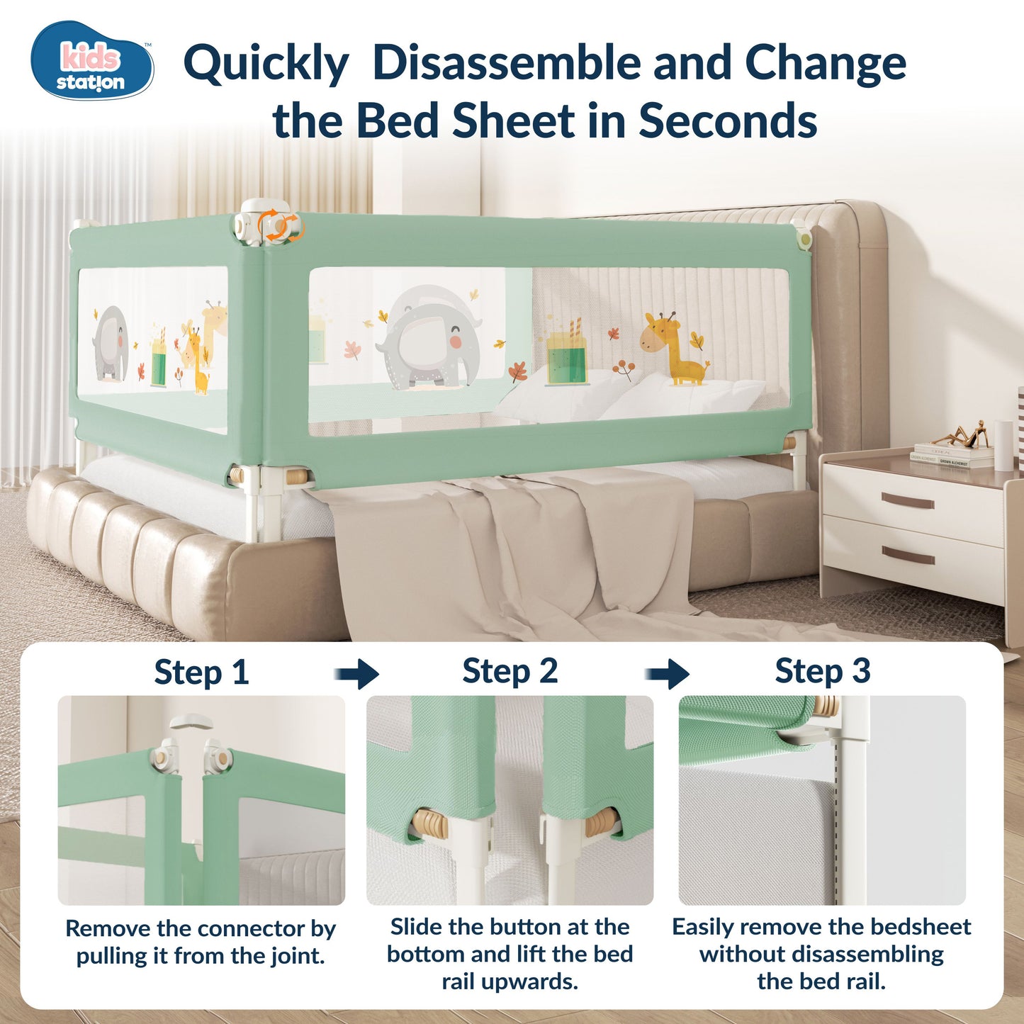 3-Side Foldable New Model Baby Bed Rail Guard