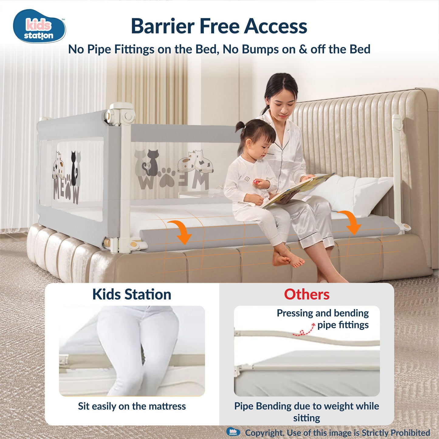 3-Side Foldable New Model Baby Bed Rail Guard