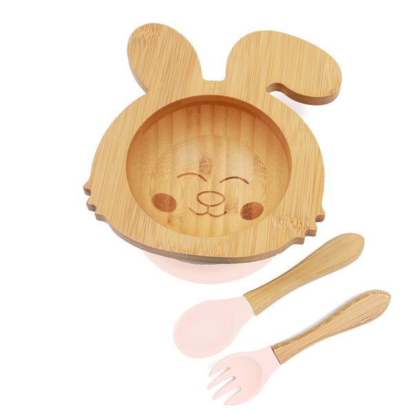 Kids Station™ Pink Rabbit Baby Bamboo Feeding Set