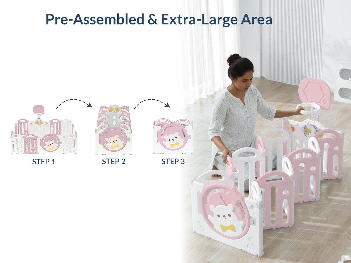 Bear Indoor and Outdoor Activity Play Yard