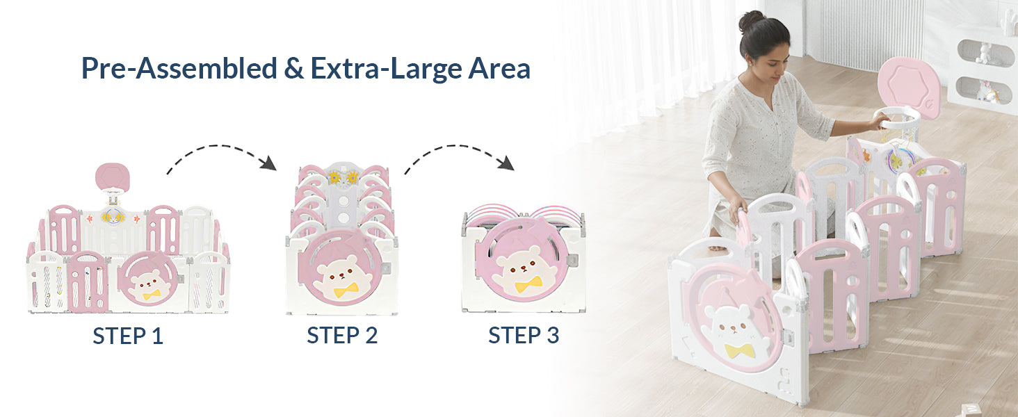 Bear Indoor and Outdoor Activity Play Yard