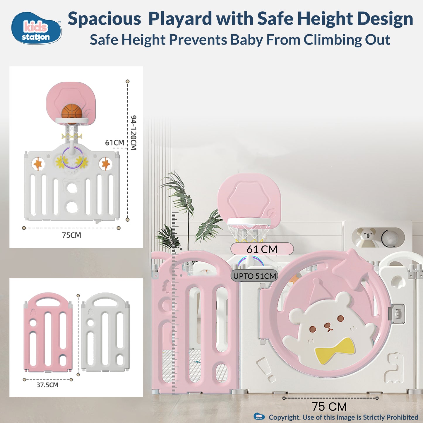 Bear Indoor and Outdoor Activity Play Yard