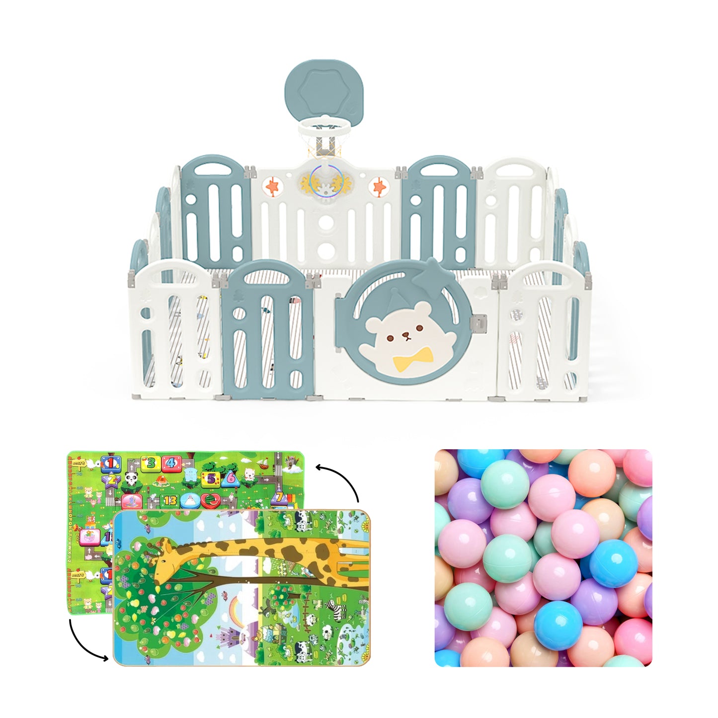 Bear Indoor and Outdoor Activity Play Yard