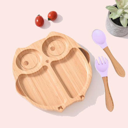 Sleepy Owl Eco Friendly Baby Bamboo Feeding Set