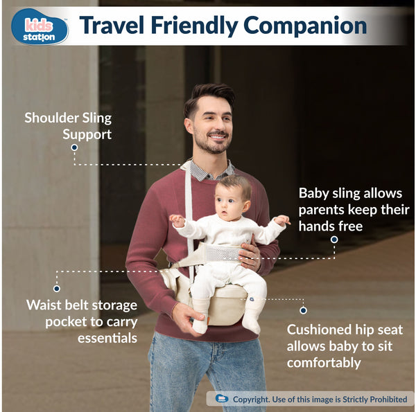 Kids Station Ergonomic Happy Strap Baby Carrier – 4 Carry Positions, Soft Cotton, Adjustable for Indian Weather