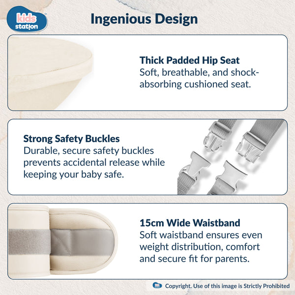Kids Station Ergonomic Happy Strap Baby Carrier – 4 Carry Positions, Soft Cotton, Adjustable for Indian Weather