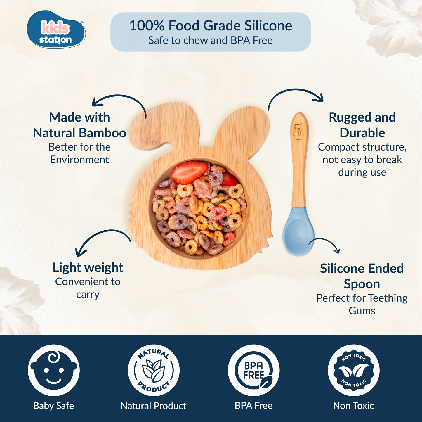 EcoBunny Bamboo Baby Tableware Set for Babies