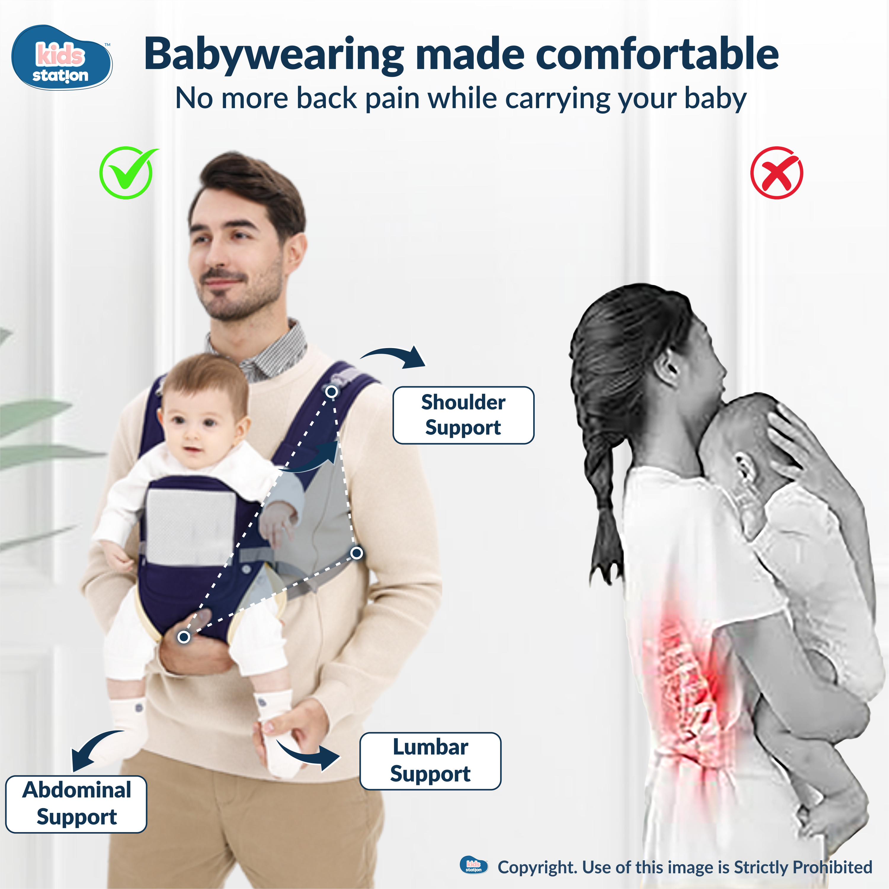 Kids Station Cuddle Time Baby Carrier – 6-in-1 Cotton Carrier for New-born to Toddler, Patented & Adjustable