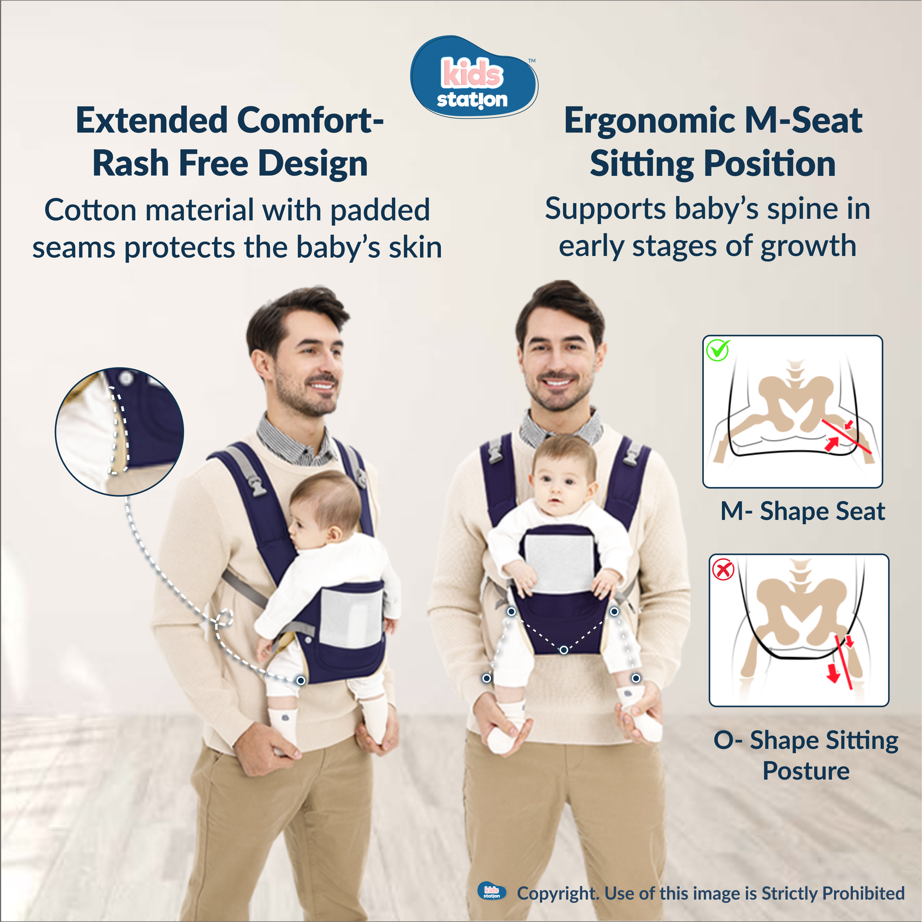 Kids Station Cuddle Time Baby Carrier – 6-in-1 Cotton Carrier for New-born to Toddler, Patented & Adjustable
