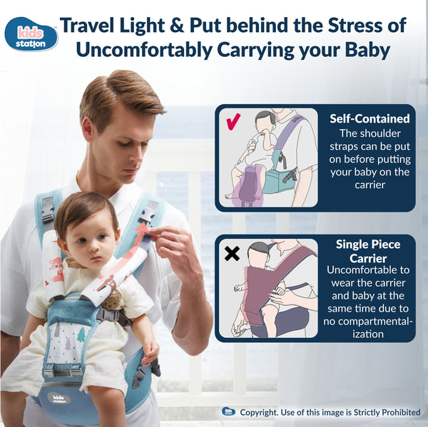 Kids Station Ergo Baby 4-in-1 Cotton Baby Carrier for New-born to Toddler