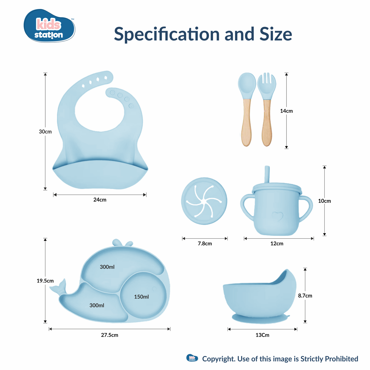8-in-1 Whale Silicone Feeding Set for Babies