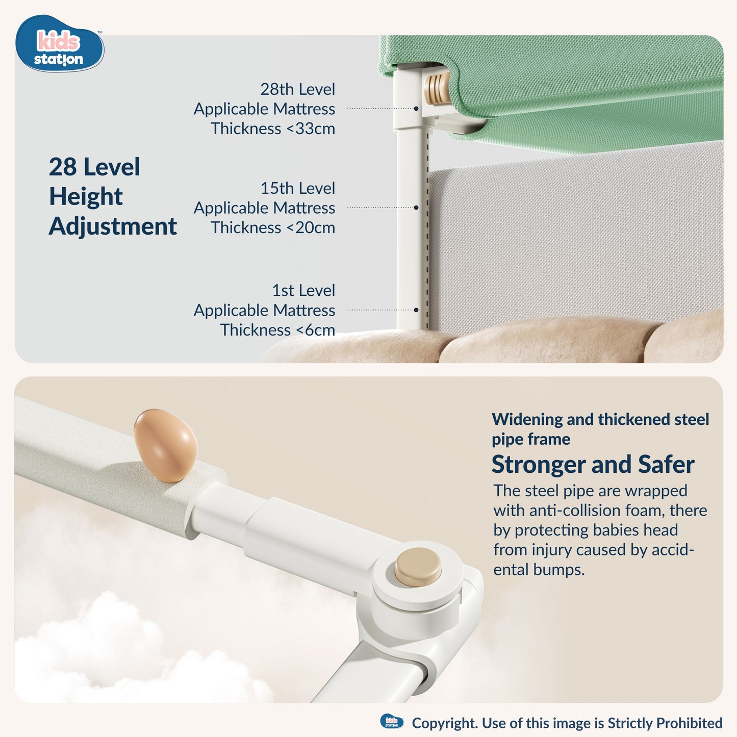 3-Side Foldable New Model Baby Bed Rail Guard