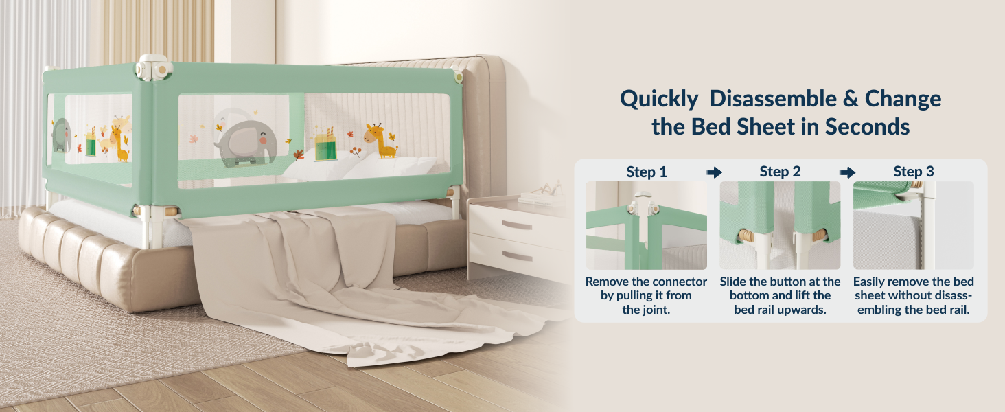 3-Side Foldable New Model Baby Bed Rail Guard