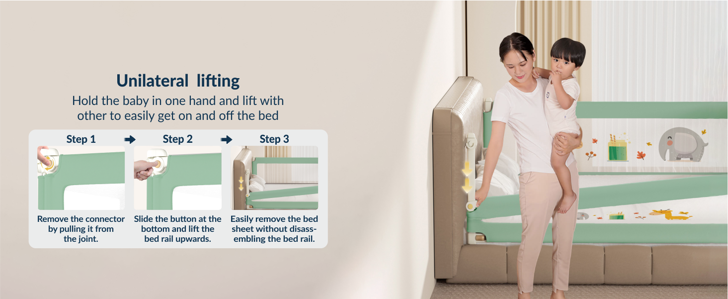 3-Side Foldable New Model Baby Bed Rail Guard