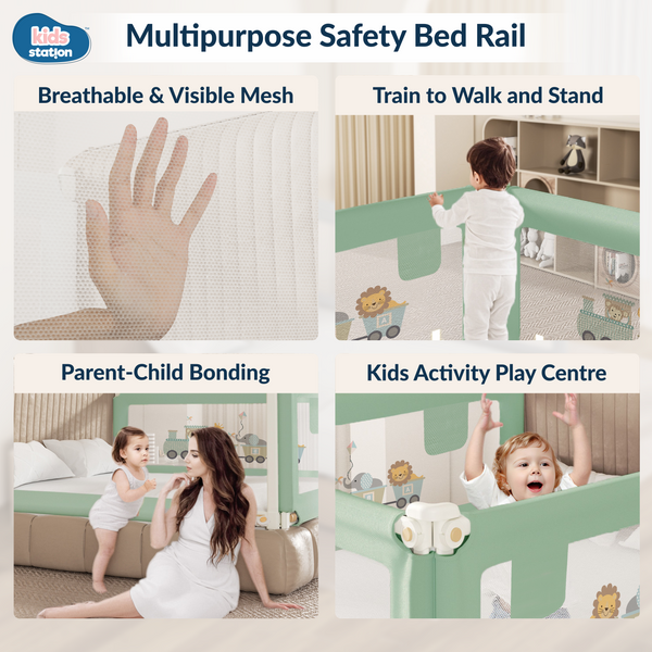 Kids Station 1-Side Foldable Baby Bed Rail Guard | Portable, Patented – Made in India