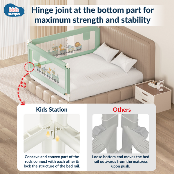 Kids Station 1-Side Foldable Baby Bed Rail Guard | Portable, Patented – Made in India