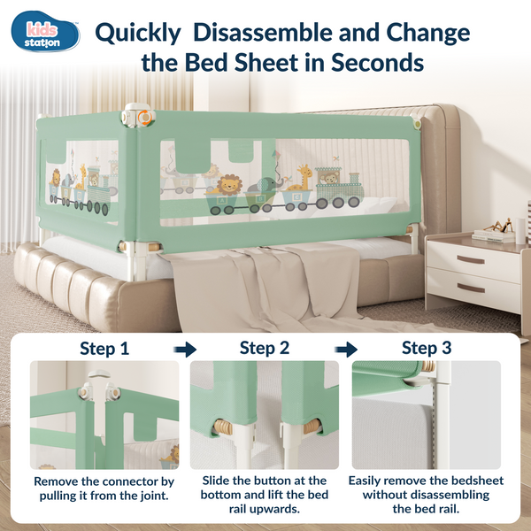Kids Station 1-Side Foldable Baby Bed Rail Guard | Portable, Patented – Made in India