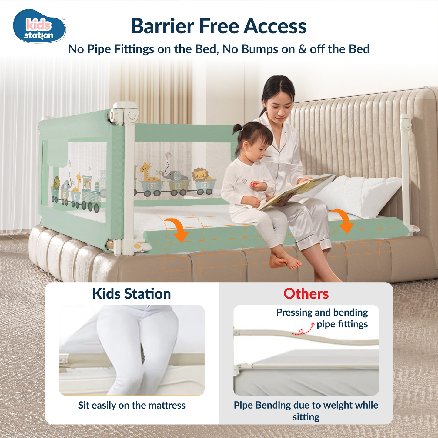 3-Side Foldable New Model Baby Bed Rail Guard