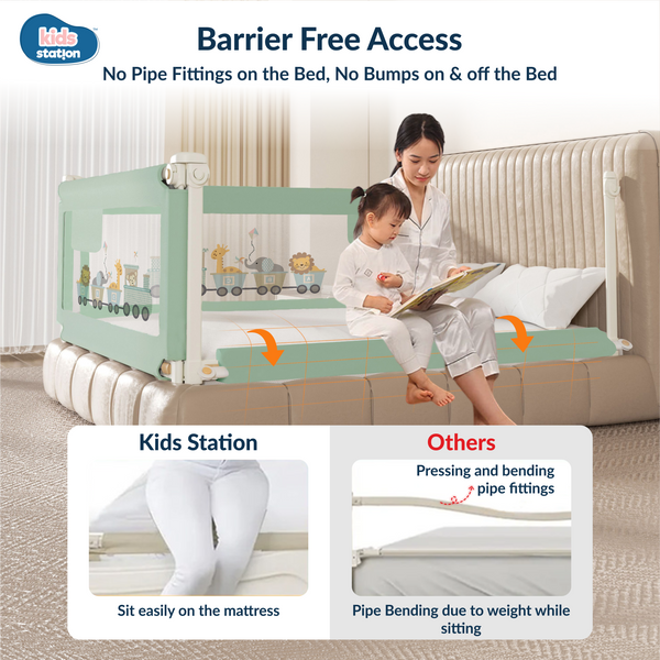 Kids Station 1-Side Foldable Baby Bed Rail Guard | Portable, Patented – Made in India