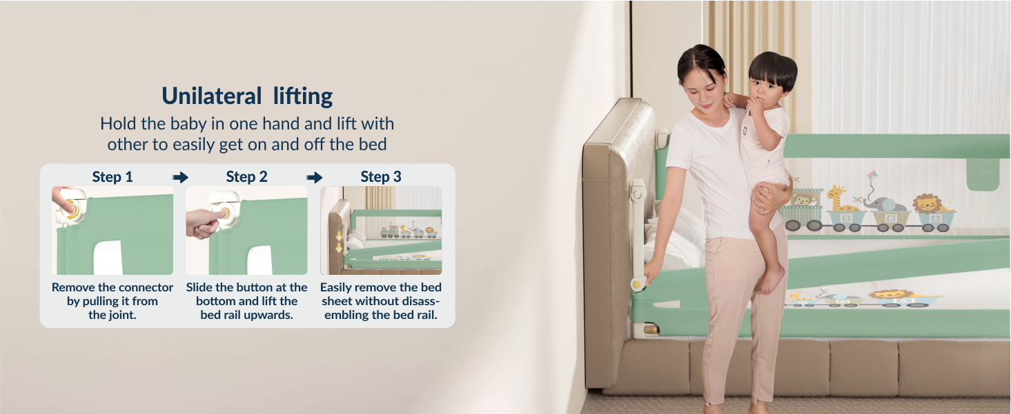 3-Side Foldable New Model Baby Bed Rail Guard