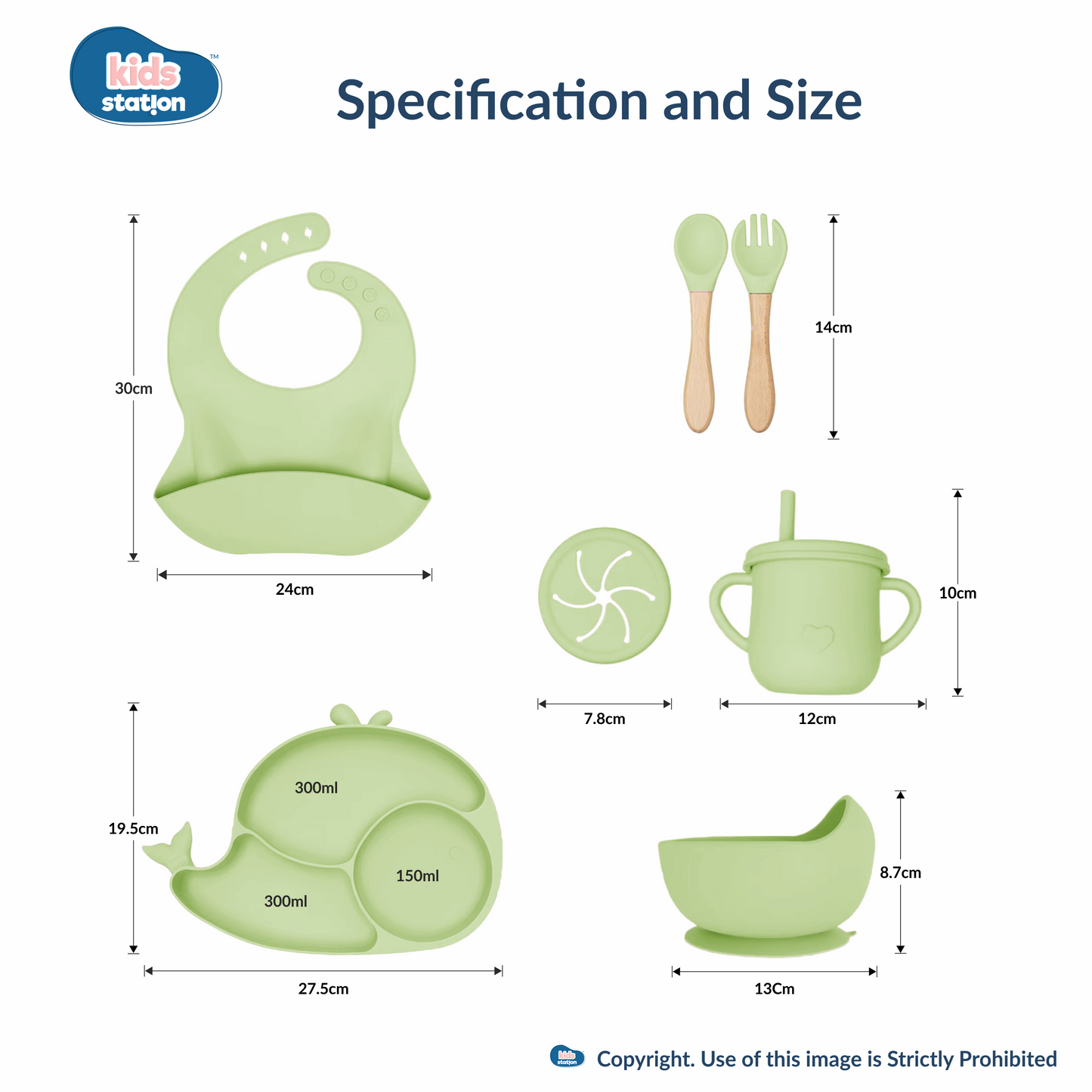 8-in-1 Whale Silicone Feeding Set for Babies
