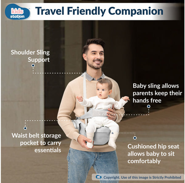 Kids Station Ergonomic Happy Strap Baby Carrier – 4 Carry Positions, Soft Cotton, Adjustable for Indian Weather