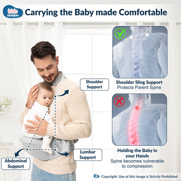 Kids Station Ergonomic Happy Strap Baby Carrier – 4 Carry Positions, Soft Cotton, Adjustable for Indian Weather