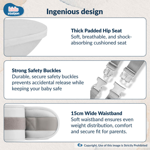 Kids Station Ergonomic Happy Strap Baby Carrier – 4 Carry Positions, Soft Cotton, Adjustable for Indian Weather