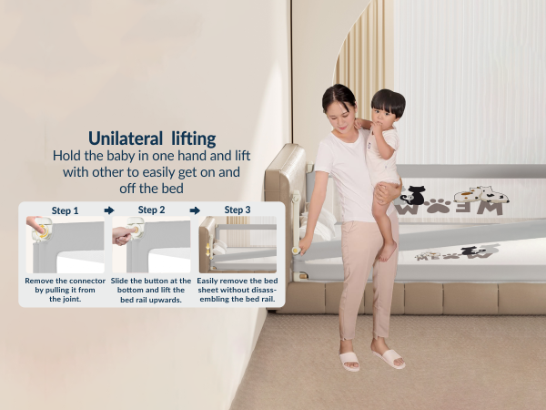 3-Side Foldable New Model Baby Bed Rail Guard